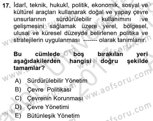 CBS’de Proje Tasarımı ve Yönetimi 1 Dersi 2017 - 2018 Yılı (Vize) Ara Sınav Soruları 17. Soru