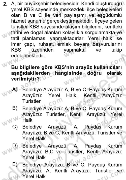 CBS’de Proje Tasarımı ve Yönetimi 1 Dersi 2017 - 2018 Yılı (Vize) Ara Sınav Soruları 2. Soru