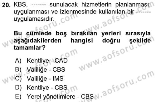 CBS’de Proje Tasarımı ve Yönetimi 1 Dersi 2017 - 2018 Yılı (Vize) Ara Sınav Soruları 20. Soru