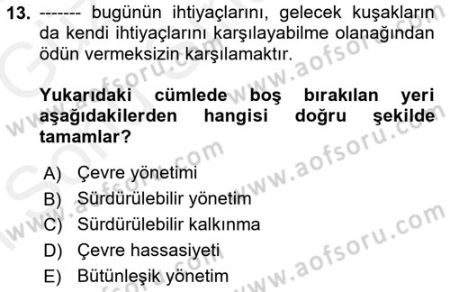 CBS’de Proje Tasarımı ve Yönetimi 1 Dersi 2017 - 2018 Yılı (Final) Dönem Sonu Sınavı 13. Soru