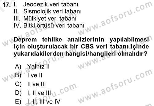 CBS’de Proje Tasarımı ve Yönetimi 1 Dersi 2017 - 2018 Yılı (Final) Dönem Sonu Sınav Soruları 17. Soru