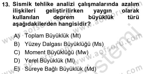 CBS’de Proje Tasarımı ve Yönetimi 1 Dersi 2018 - 2019 Yılı 3 Ders Sınav Soruları 13. Soru