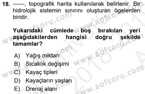 CBS’de Proje Tasarımı ve Yönetimi 1 Dersi 2018 - 2019 Yılı (Vize) Ara Sınav Soruları 18. Soru