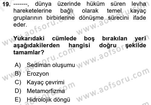 CBS’de Proje Tasarımı ve Yönetimi 1 Dersi 2018 - 2019 Yılı (Vize) Ara Sınav Soruları 19. Soru