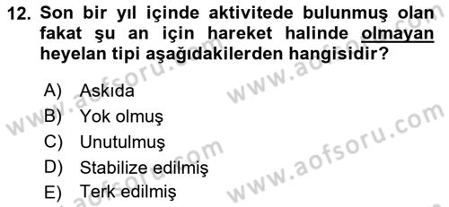 CBS’de Proje Tasarımı ve Yönetimi 1 Dersi 2018 - 2019 Yılı Yaz Okulu Sınav Soruları 12. Soru