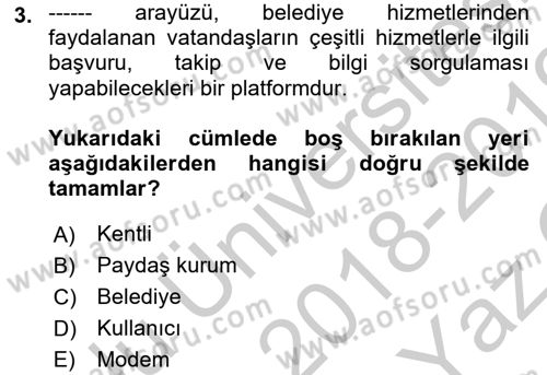 CBS’de Proje Tasarımı ve Yönetimi 1 Dersi 2018 - 2019 Yılı Yaz Okulu Sınav Soruları 3. Soru