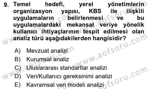 CBS’de Proje Tasarımı ve Yönetimi 1 Dersi 2018 - 2019 Yılı Yaz Okulu Sınav Soruları 9. Soru