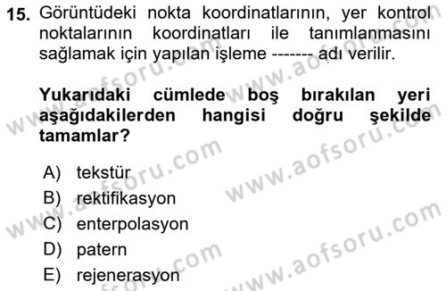 CBS’de Proje Tasarımı ve Yönetimi 1 Dersi 2019 - 2020 Yılı (Vize) Ara Sınav Soruları 15. Soru