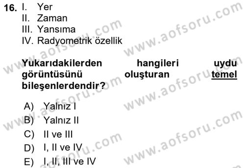 CBS’de Proje Tasarımı ve Yönetimi 1 Dersi 2019 - 2020 Yılı (Vize) Ara Sınav Soruları 16. Soru