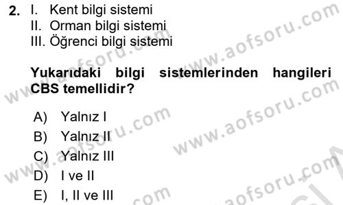 CBS’de Proje Tasarımı ve Yönetimi 1 Dersi 2019 - 2020 Yılı (Vize) Ara Sınav Soruları 2. Soru