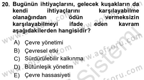 CBS’de Proje Tasarımı ve Yönetimi 1 Dersi 2019 - 2020 Yılı (Vize) Ara Sınav Soruları 20. Soru