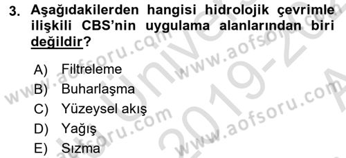 CBS’de Proje Tasarımı ve Yönetimi 1 Dersi 2019 - 2020 Yılı (Vize) Ara Sınav Soruları 3. Soru