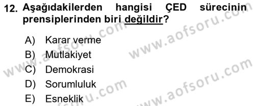 CBS’de Proje Tasarımı ve Yönetimi 1 Dersi 2020 - 2021 Yılı Yaz Okulu Sınav Soruları 12. Soru