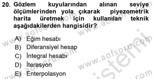CBS’de Proje Tasarımı ve Yönetimi 1 Dersi 2020 - 2021 Yılı Yaz Okulu Sınav Soruları 20. Soru