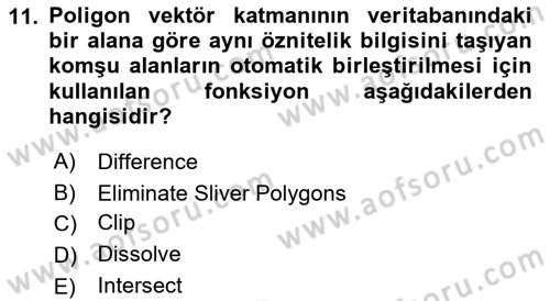 Açık Kaynak Kodlu CBS Yazılım Uygulaması Dersi 2016 - 2017 Yılı (Vize) Ara Sınav Soruları 11. Soru