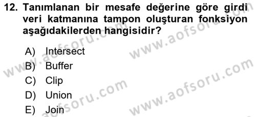 Açık Kaynak Kodlu CBS Yazılım Uygulaması Dersi 2016 - 2017 Yılı (Vize) Ara Sınav Soruları 12. Soru