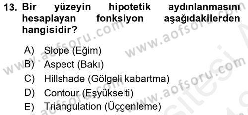 Açık Kaynak Kodlu CBS Yazılım Uygulaması Dersi 2016 - 2017 Yılı (Vize) Ara Sınav Soruları 13. Soru