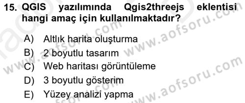 Açık Kaynak Kodlu CBS Yazılım Uygulaması Dersi 2016 - 2017 Yılı (Vize) Ara Sınav Soruları 15. Soru
