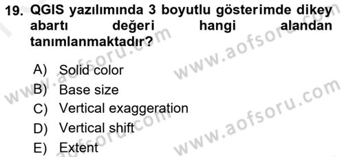 Açık Kaynak Kodlu CBS Yazılım Uygulaması Dersi 2016 - 2017 Yılı (Vize) Ara Sınav Soruları 19. Soru