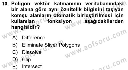 Açık Kaynak Kodlu CBS Yazılım Uygulaması Dersi 2017 - 2018 Yılı 3 Ders Sınav Soruları 10. Soru