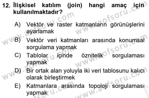 Açık Kaynak Kodlu CBS Yazılım Uygulaması Dersi 2017 - 2018 Yılı 3 Ders Sınav Soruları 12. Soru