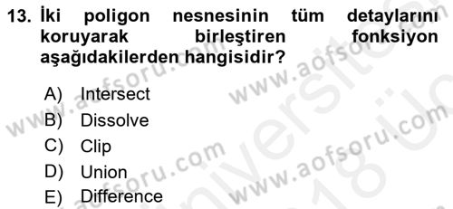 Açık Kaynak Kodlu CBS Yazılım Uygulaması Dersi 2017 - 2018 Yılı 3 Ders Sınav Soruları 13. Soru