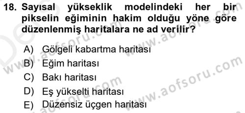 Açık Kaynak Kodlu CBS Yazılım Uygulaması Dersi 2017 - 2018 Yılı 3 Ders Sınav Soruları 18. Soru