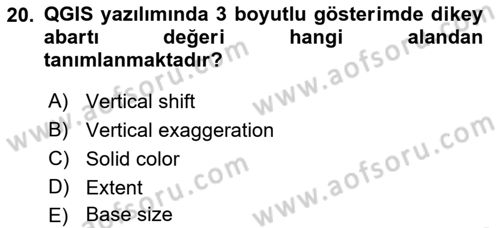Açık Kaynak Kodlu CBS Yazılım Uygulaması Dersi 2017 - 2018 Yılı 3 Ders Sınav Soruları 20. Soru
