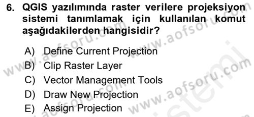Açık Kaynak Kodlu CBS Yazılım Uygulaması Dersi 2017 - 2018 Yılı 3 Ders Sınav Soruları 6. Soru