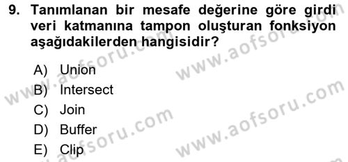 Açık Kaynak Kodlu CBS Yazılım Uygulaması Dersi 2017 - 2018 Yılı 3 Ders Sınav Soruları 9. Soru
