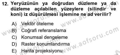 Açık Kaynak Kodlu CBS Yazılım Uygulaması Dersi 2017 - 2018 Yılı (Vize) Ara Sınav Soruları 12. Soru