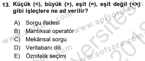Açık Kaynak Kodlu CBS Yazılım Uygulaması Dersi 2017 - 2018 Yılı (Vize) Ara Sınav Soruları 13. Soru