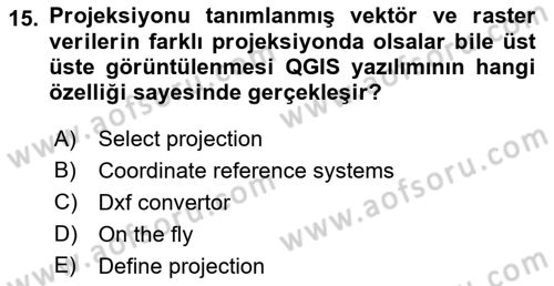 Açık Kaynak Kodlu CBS Yazılım Uygulaması Dersi 2017 - 2018 Yılı (Vize) Ara Sınav Soruları 15. Soru
