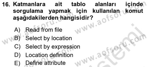 Açık Kaynak Kodlu CBS Yazılım Uygulaması Dersi 2017 - 2018 Yılı (Vize) Ara Sınav Soruları 16. Soru