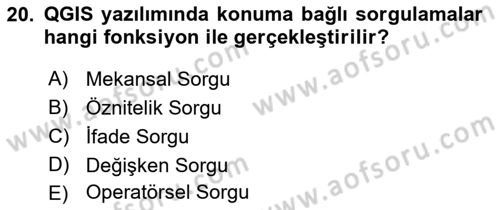 Açık Kaynak Kodlu CBS Yazılım Uygulaması Dersi 2017 - 2018 Yılı (Vize) Ara Sınav Soruları 20. Soru