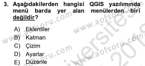Açık Kaynak Kodlu CBS Yazılım Uygulaması Dersi 2017 - 2018 Yılı (Vize) Ara Sınav Soruları 3. Soru