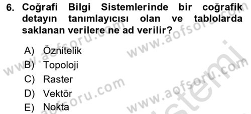 Açık Kaynak Kodlu CBS Yazılım Uygulaması Dersi 2017 - 2018 Yılı (Vize) Ara Sınav Soruları 6. Soru