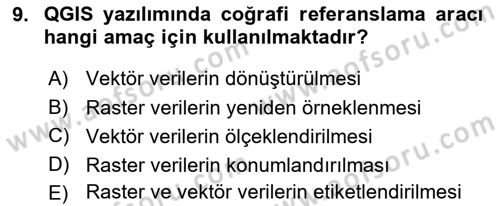 Açık Kaynak Kodlu CBS Yazılım Uygulaması Dersi 2017 - 2018 Yılı (Vize) Ara Sınav Soruları 9. Soru