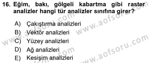 Açık Kaynak Kodlu CBS Yazılım Uygulaması Dersi 2017 - 2018 Yılı (Final) Dönem Sonu Sınav Soruları 16. Soru