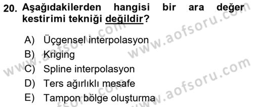 Açık Kaynak Kodlu CBS Yazılım Uygulaması Dersi 2017 - 2018 Yılı (Final) Dönem Sonu Sınav Soruları 20. Soru