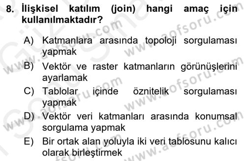 Açık Kaynak Kodlu CBS Yazılım Uygulaması Dersi 2017 - 2018 Yılı (Final) Dönem Sonu Sınav Soruları 8. Soru