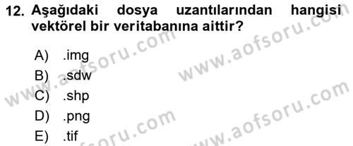 Açık Kaynak Kodlu CBS Yazılım Uygulaması Dersi 2018 - 2019 Yılı 3 Ders Sınav Soruları 12. Soru