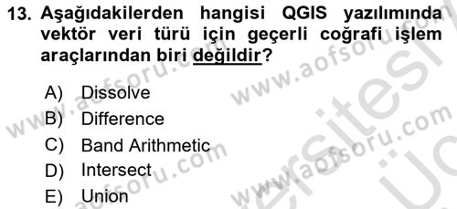 Açık Kaynak Kodlu CBS Yazılım Uygulaması Dersi 2018 - 2019 Yılı 3 Ders Sınav Soruları 13. Soru