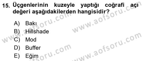 Açık Kaynak Kodlu CBS Yazılım Uygulaması Dersi 2018 - 2019 Yılı 3 Ders Sınav Soruları 15. Soru