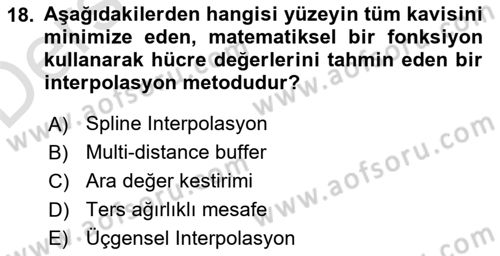 Açık Kaynak Kodlu CBS Yazılım Uygulaması Dersi 2018 - 2019 Yılı 3 Ders Sınav Soruları 18. Soru