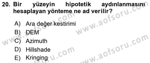 Açık Kaynak Kodlu CBS Yazılım Uygulaması Dersi 2018 - 2019 Yılı 3 Ders Sınav Soruları 20. Soru