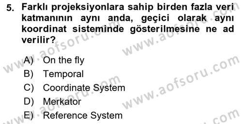 Açık Kaynak Kodlu CBS Yazılım Uygulaması Dersi 2018 - 2019 Yılı 3 Ders Sınav Soruları 5. Soru