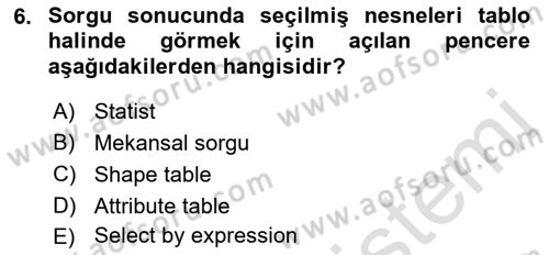 Açık Kaynak Kodlu CBS Yazılım Uygulaması Dersi 2018 - 2019 Yılı 3 Ders Sınav Soruları 6. Soru