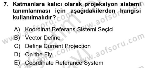Açık Kaynak Kodlu CBS Yazılım Uygulaması Dersi 2018 - 2019 Yılı 3 Ders Sınav Soruları 7. Soru
