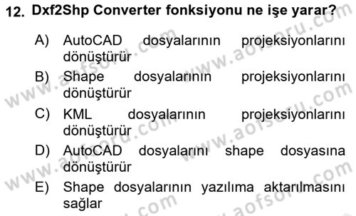 Açık Kaynak Kodlu CBS Yazılım Uygulaması Dersi 2018 - 2019 Yılı (Vize) Ara Sınav Soruları 12. Soru